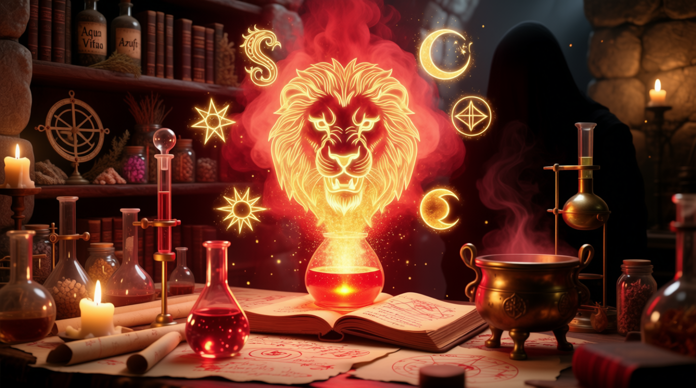 Leone Rosso oro potabile per iniziazione alchemica